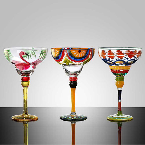 Auraz™ Artisan Margarita Glasses | Handblown Colorful Glassware