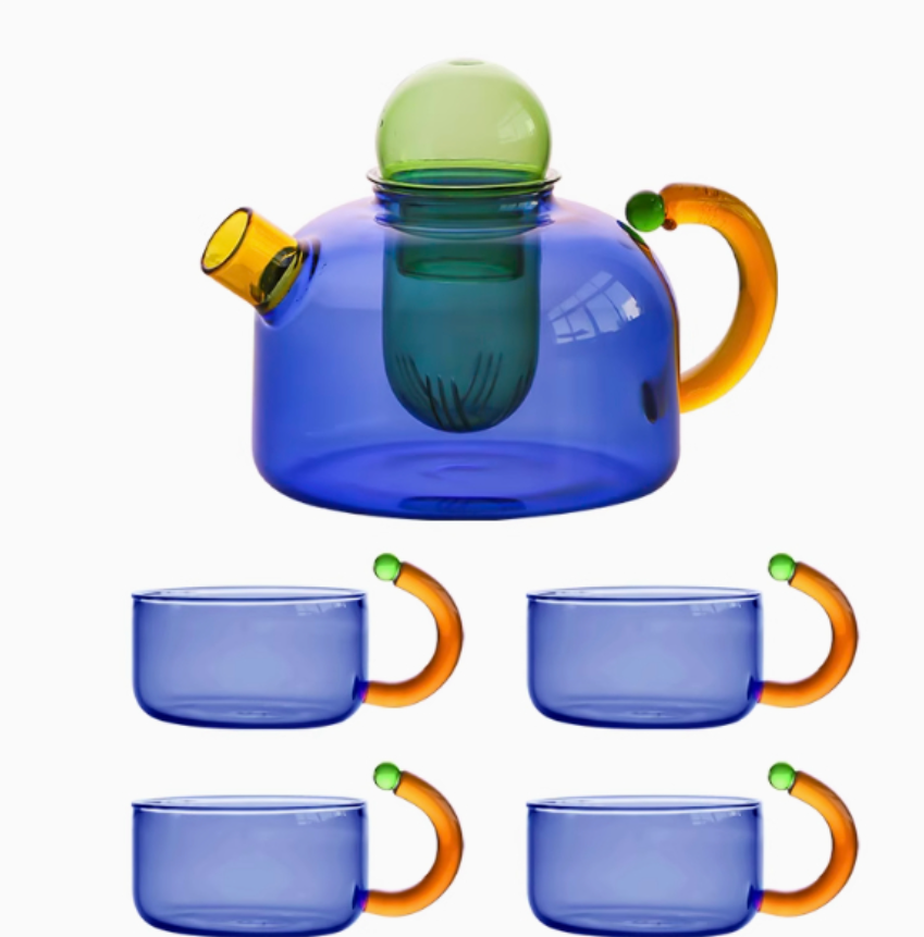 Auraz™ Artisan Glass Tea Set | Modern Contrast Tea Ritual Collection