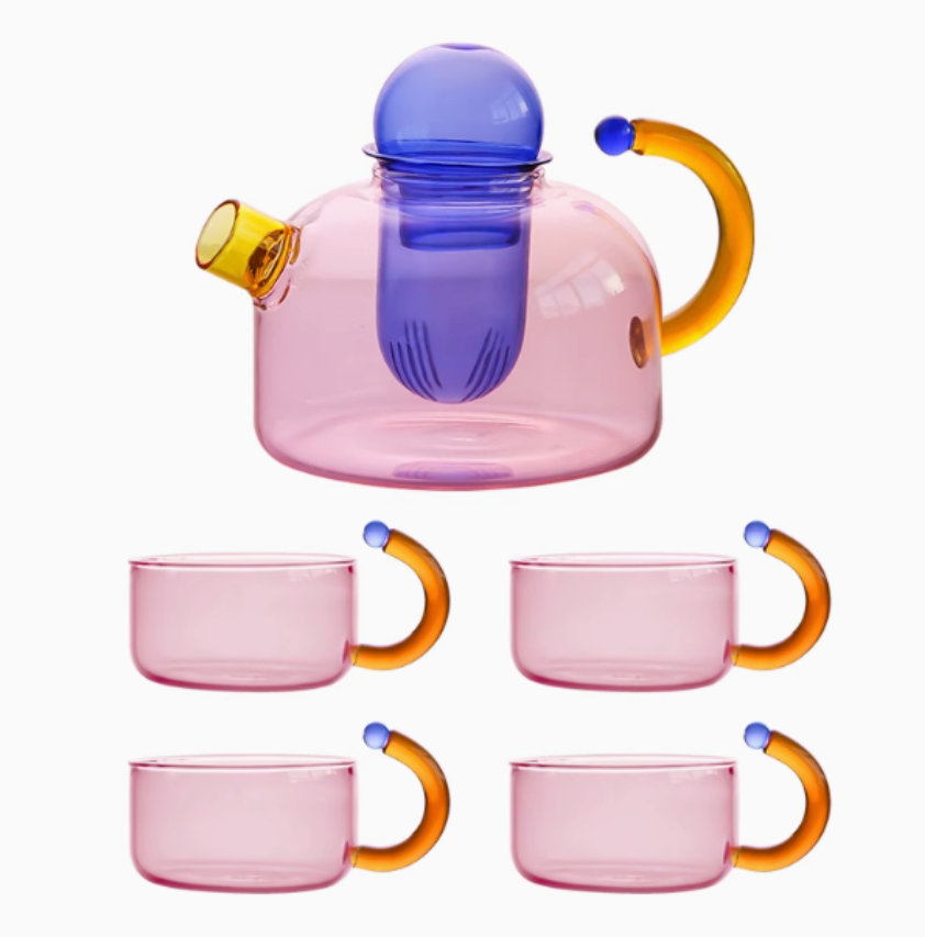 Auraz™ Artisan Glass Tea Set | Modern Contrast Tea Ritual Collection