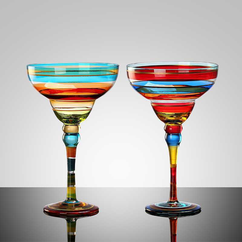 Auraz™ Artisan Margarita Glasses | Handblown Colorful Glassware