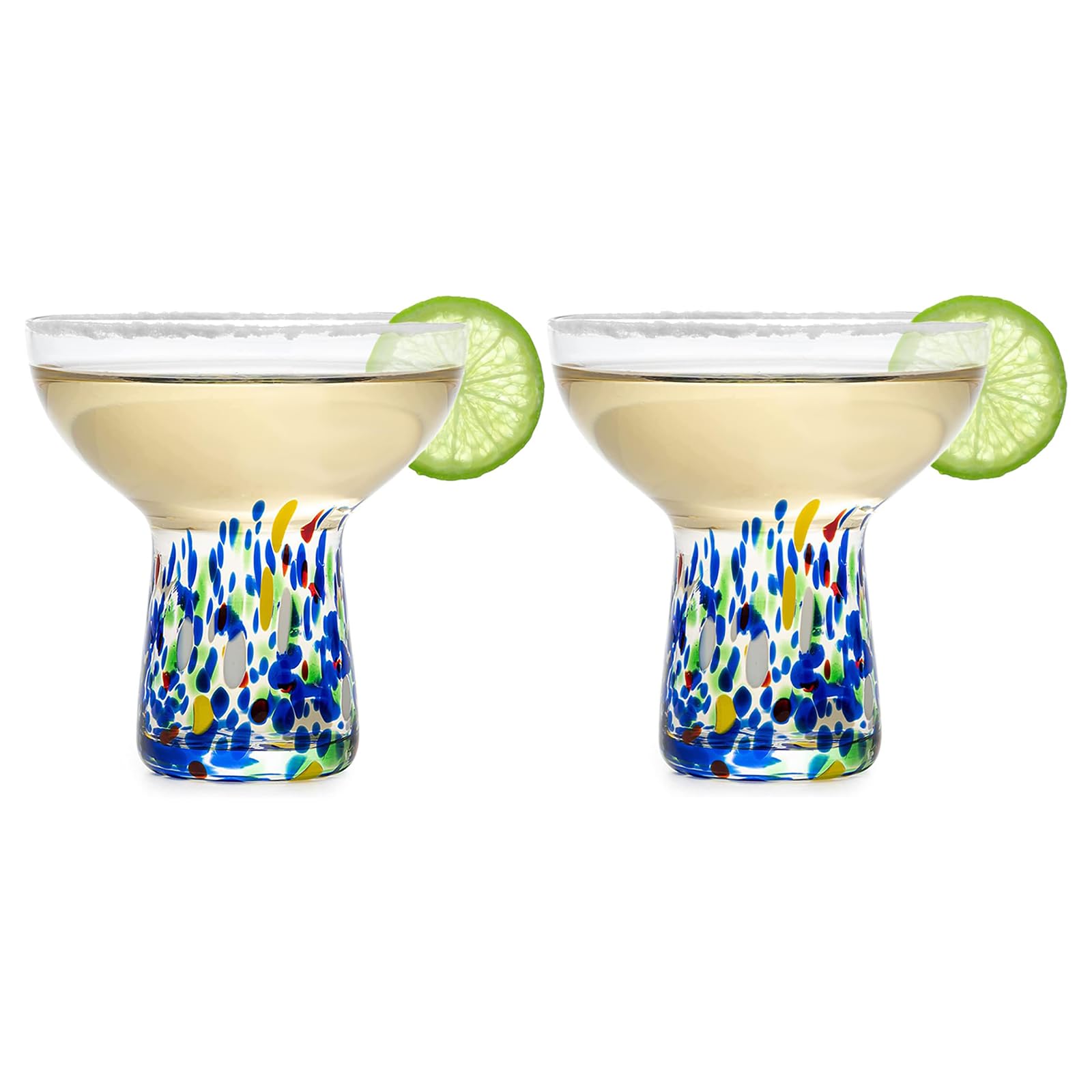 Auraz™ Hand-Blown Confetti Margarita Glasses (Set of 2)